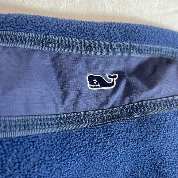 Vineyard Vines Men’s Medium Blue Fleece Vest Front and Back Whale Logo - Picture 5 of 8
